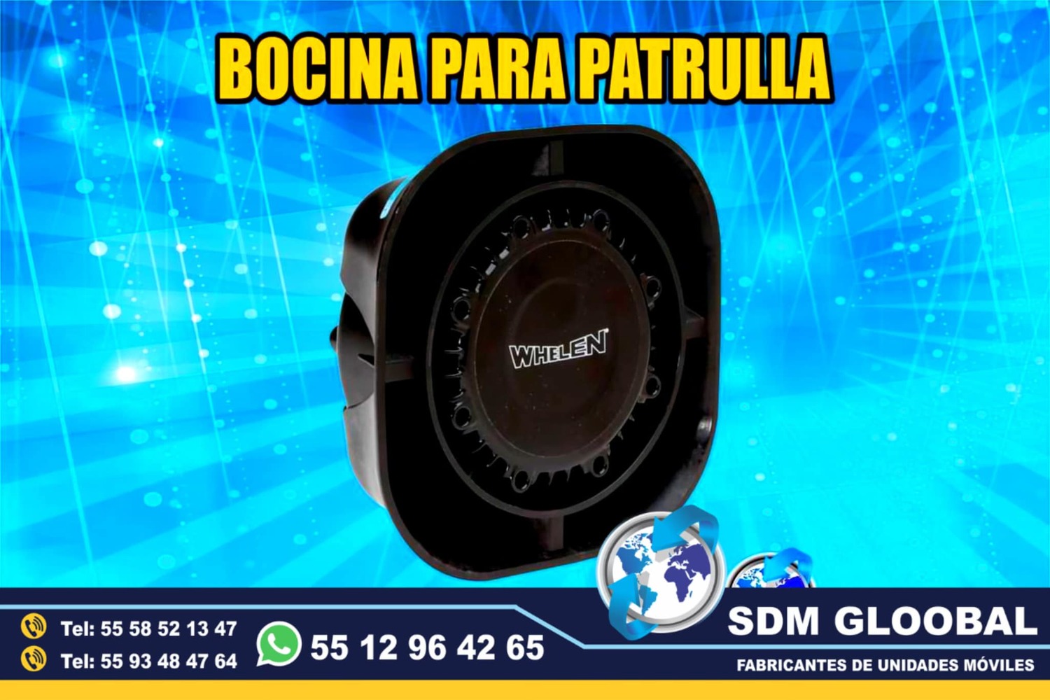 Venta de Bocina para patrullas pick up, sedan y motopatrullas en Mexico