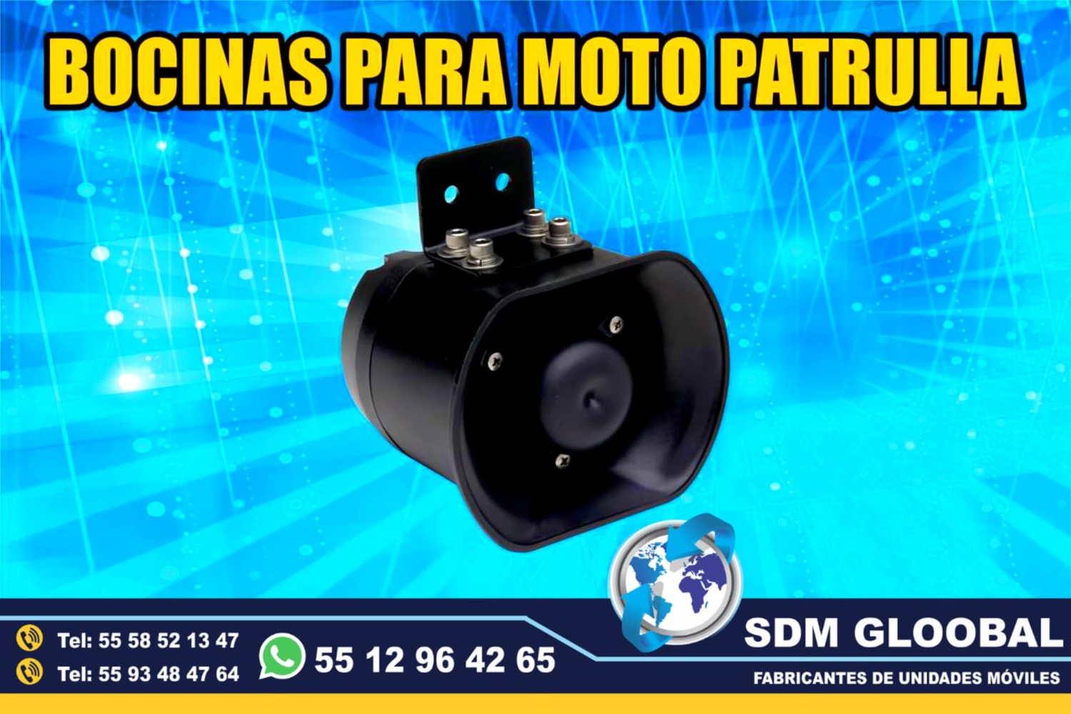 Venta de Bocina para patrullas pick up, sedan y motopatrullas en Mexico